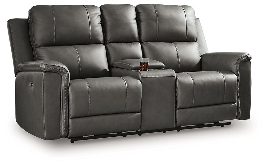Bleckley Power Reclining Loveseat with Console - Grand Central Home Furnishings