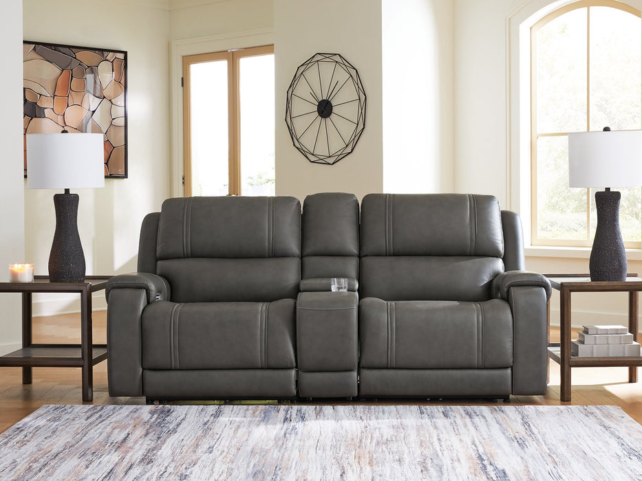 5Z - Pittson Power Reclining Sectional Loveseat with Console - Grand Central Home Furnishings